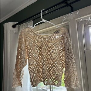 Crochet Knit Sweater in Cream